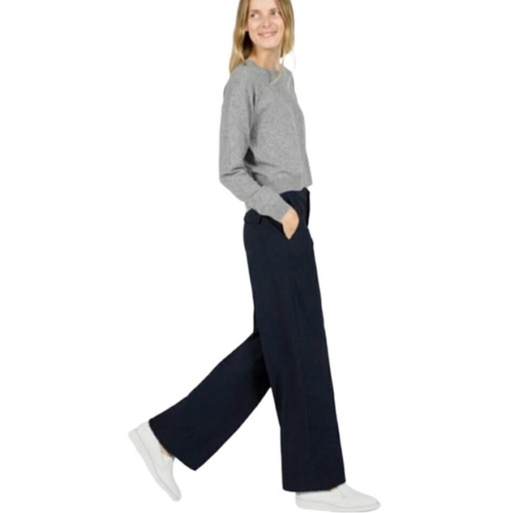 EVERLANE The Slouchy Wide Leg Italian Wool Trouser Navy Blue Size 8